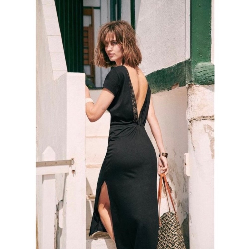 Sezane Lucille Dress black midi